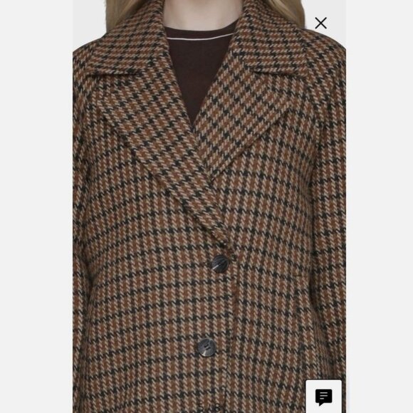 NWT Avec Les Filles Relaxed Plaid Raglan Double Breasted Short Coat Size S - Picture 7 of 11